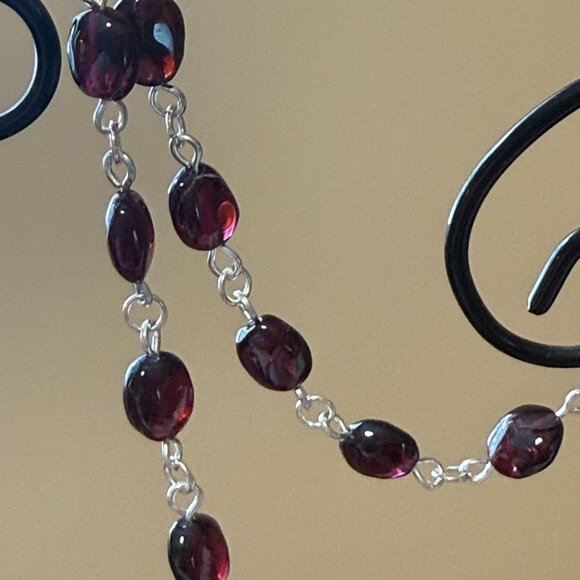 Genuine Garnet Short Necklace, Natural Gemstone w/ Paw Print Heart Beat Pendant - Picture 9 of 15